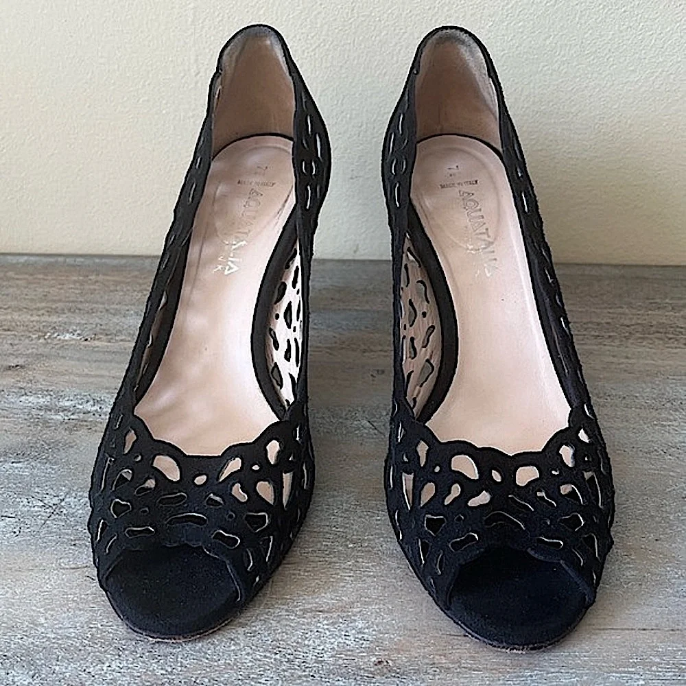 Aquatalia Suede Open Toe Heels Size 7.5